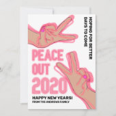 2020年ピンクのネオンライトが新年を迎える シーズンカード (正面)