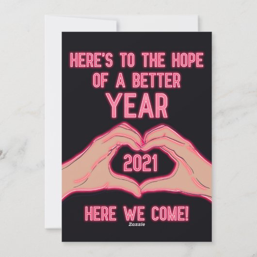 2020年ピンクのネオンライトが新年を迎える シーズンカード (裏面)