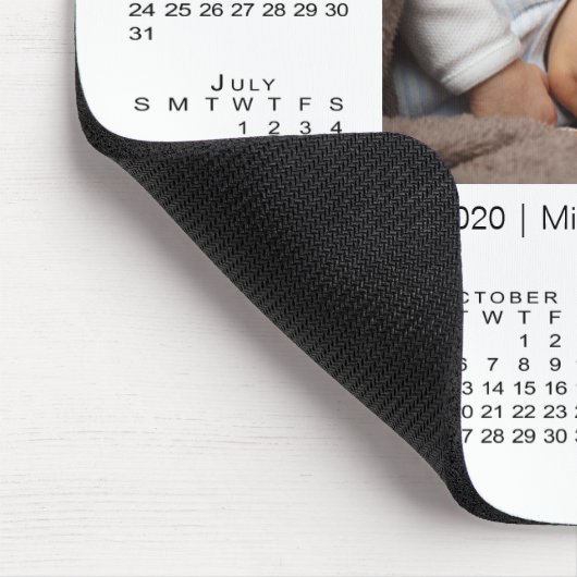 2020年モダン予定表写真と名前を白で表示 マウスパッド (コーナー)