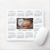 2020年モダン予定表写真と名前を白で表示 マウスパッド (マウス)