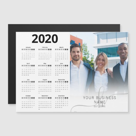 2020年モダン予定表写真企業のタイポグラフィ (正面/裏面)