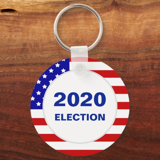 2020年モダン米国国旗と編集可能な選択文字 キーホルダー (正面)