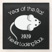 2020年ラットの年を振り返らない ガラスコースター (正面)
