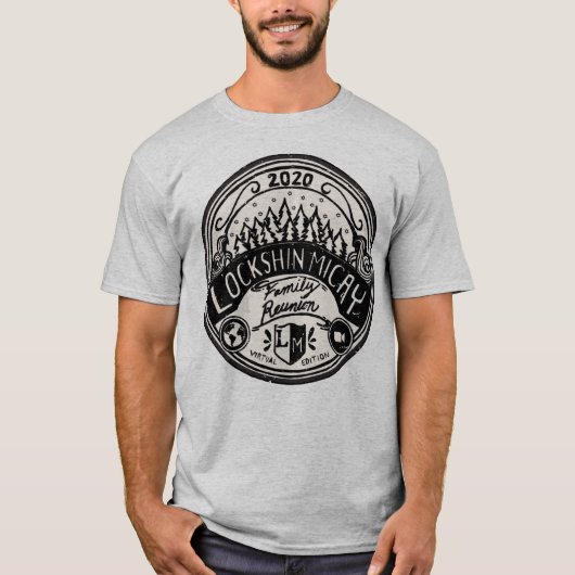 2020年ロックシン·ミケイ·懇親会Tシャツ-メンズ·グレー Tシャツ (正面)