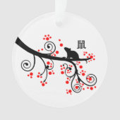 2020年中国の年明けネズミと花 オーナメント (正面)