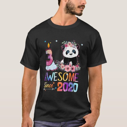 2020年以来すごい 3の3 パンダユニコーン Tシャツ (正面)