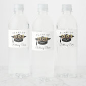 2020年卒業キャップのブラックと金ゴールドクラス ペットボトルラベル (ボトル)