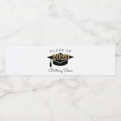 2020年卒業キャップのブラックと金ゴールドクラス ペットボトルラベル (シングルラベル)