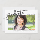 2020年卒業モダンレターオーバーレイシック黒 サンキューカード (正面)