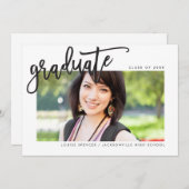 2020年卒業モダンレターオーバーレイシック黒 サンキューカード (正面/裏面)