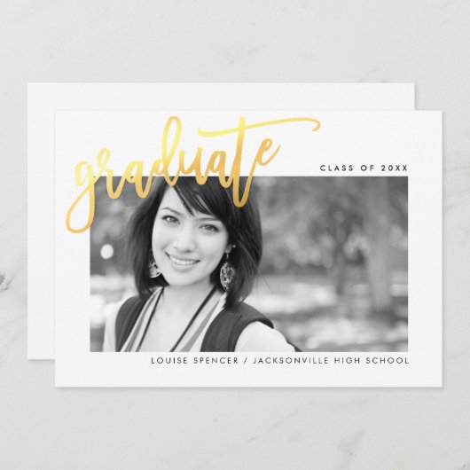 2020年卒業モダン者オーバーレイフェイク金ゴールド サンキューカード (正面/裏面)