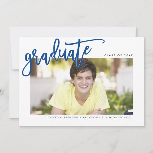 2020年卒業モダン者オーバーレイ王室のブルー サンキューカード (正面)