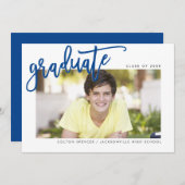 2020年卒業モダン者オーバーレイ王室のブルー サンキューカード (正面/裏面)