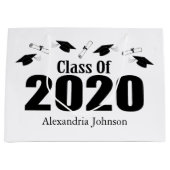 2020年卒業抱き枕のクラス（ブラックキャップ） ラージペーパーバッグ (正面)