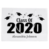 2020年卒業抱き枕のクラス（ブラックキャップ） ラージペーパーバッグ (裏面)