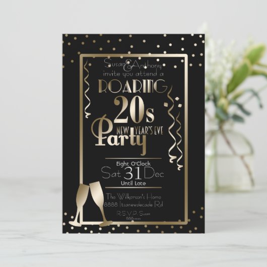 2020年大晦日2020年ローアリング20年代レトロテーマ金ゴールド 招待状 (スタンド正面)