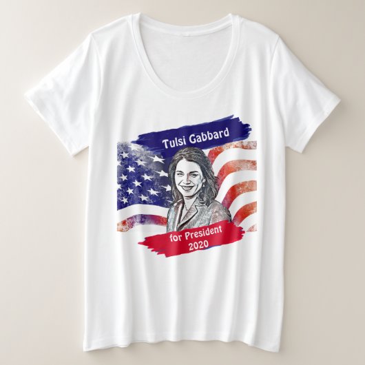 2020年大統領選挙のためのトルシ・ガバール プラスサイズTシャツ (デザイン正面)
