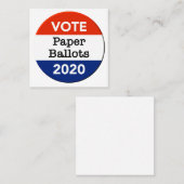 2020年大統領選挙の紙の投票用紙 スクエア名刺 (正面/裏面)