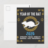2020年干支・子（ねずみ）年 開運 ポストカード (正面/裏面)
