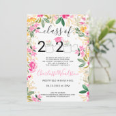 2020年度のユーモアあふれるロールフラワーの写真を使ったバーチャル卒業式 招待状 (スタンド正面)