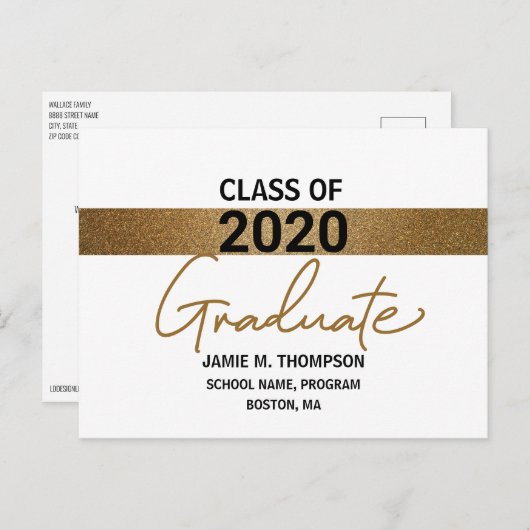 2020年度卒業 クラス ゴールドプリント卒業発表 ポストカード (正面/裏面)