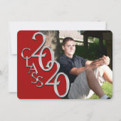 2020年度赤写真卒業招待状 招待状 (正面)