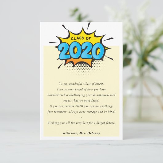 2020年度 クラス担任から生徒へのメモ漫画 サンキューカード (スタンド正面)