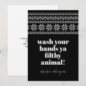 2020年手を洗おう 面白いユーモアスウェットステッチ シーズンカード (正面/裏面)