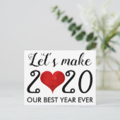 2020年新年のおめでとやる気を起こさせるう引用文ハート シーズンポストカード (スタンド正面)