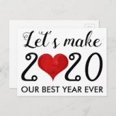 2020年新年のおめでとやる気を起こさせるう引用文ハート シーズンポストカード (正面/裏面)