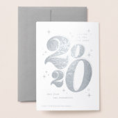 2020年新年の応援はっきりしたタイポグラフィ 箔カード (裏面封筒付き)