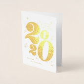 2020年新年の応援はっきりしたタイポグラフィ 箔カード (正面)