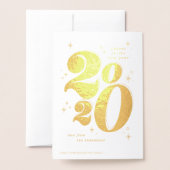 2020年新年の応援はっきりしたタイポグラフィ 箔カード (裏面封筒付き)