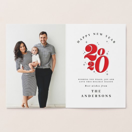 2020年新年の応援はっきりしたタイポグラフィ 箔カード (内部)