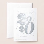 2020年新年の応援はっきりしたタイポグラフィ 箔カード (裏面封筒付き)
