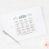 2020年月次カレンダーの個人用設定カスタム スクエアシール (封筒)