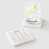 2020年月次カレンダーの個人用設定カスタム ストーンコースター (横)