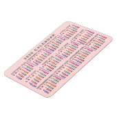 2020年月次カレンダー赤面ピンクカラフル マグネット (左側)