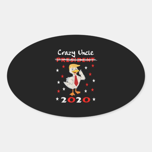 2020年熱狂するギフトおじさんトランプダックおもしろい 楕円形シール (正面)