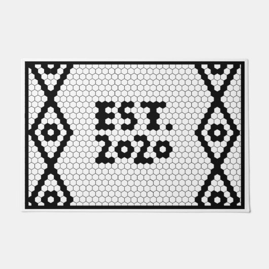 2020年白黒のタイル結婚を制定 ドアマット (正面)