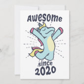 2020年素晴らし以来 – Unicorn子供の誕生日 招待状 (正面)