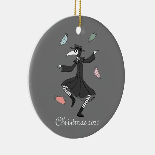 2020年聖降誕祭の飾りにマスクを付けたペストドクター セラミックオーナメント (右)