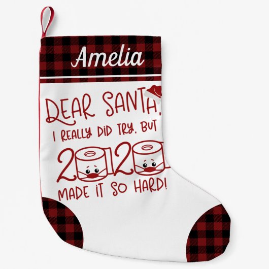 2020年親愛のパンデミックに本当におもしろい挑戦 スモールクリスマスストッキング (正面)