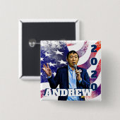2020年選挙Andrew Yangサポートボタン 缶バッジ (正面&裏面)
