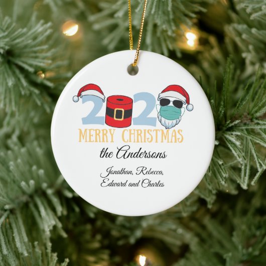2020年隔離クリスマスファミリー セラミックオーナメント (ツリー)