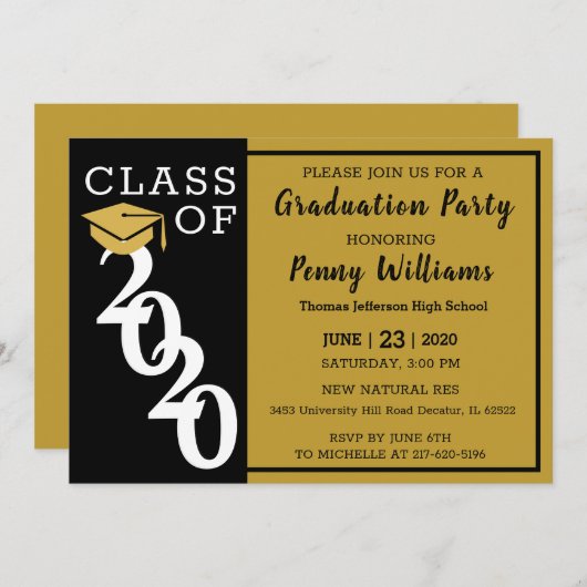2020年黒人金ゴールドモダン卒業会 招待状 (正面/裏面)