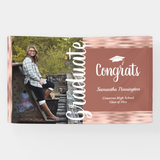 2020年1回フォト卒業パーティーピンク 横断幕 (横)