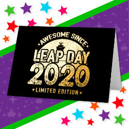 2020年2月29日 うるう年 誕生日おめでとう 箔グリーティングカード