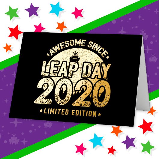 2020年2月29日 うるう年 誕生日おめでとう 箔グリーティングカード