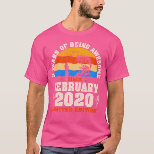 2020年2月 3歳の釣り好き 3歳の誕生日 Tシャツ (正面)